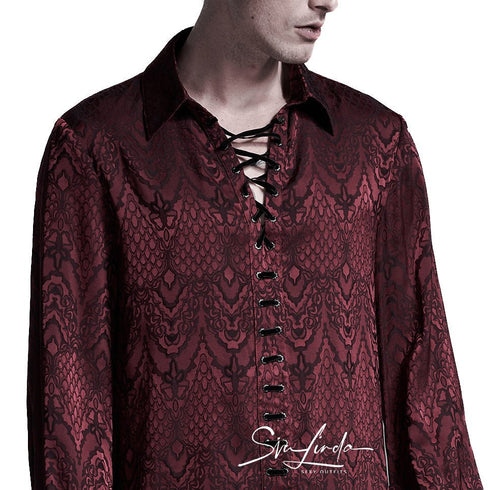 SiaLinda for Men: Rikard, gothisches Jacquardhemd rot - SiaLinda.com