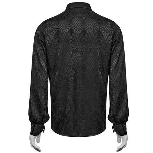SiaLinda for Men: Rikard, gothisches Jacquardhemd schwarz - SiaLinda.com