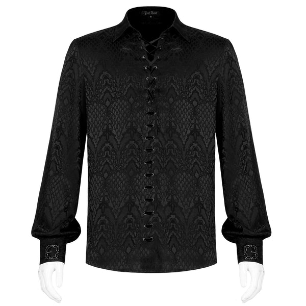 SiaLinda for Men: Rikard, gothisches Jacquardhemd schwarz - SiaLinda.com