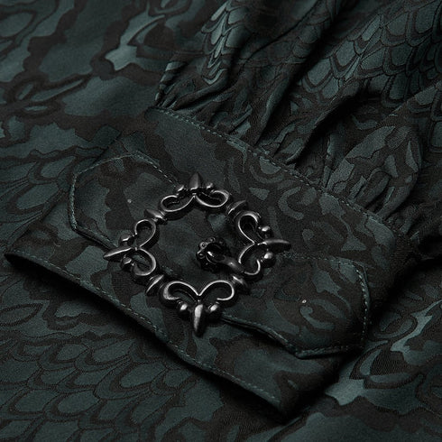 SiaLinda for Men: Rikard, gothisches Jacquardhemd smaragd grün - SiaLinda.com