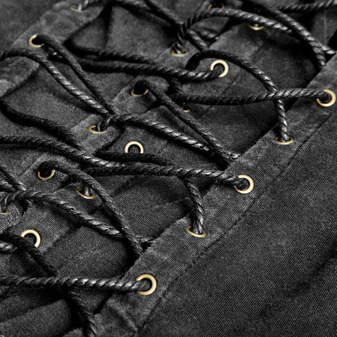 SiaLinda for Men: Shirt Haldor, ärmellos, Schnürung, schwarz, Baumwolle - SiaLinda.com