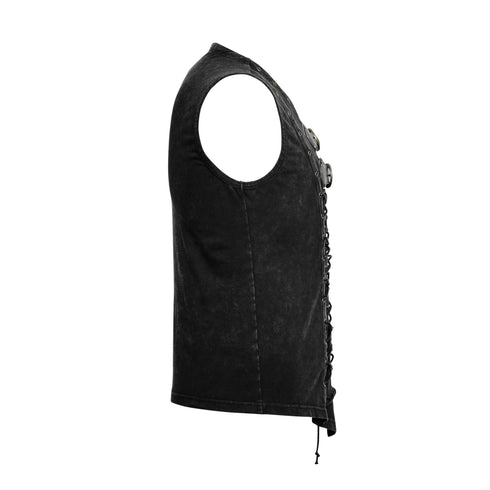 SiaLinda for Men: Shirt Haldor, ärmellos, Schnürung, schwarz, Baumwolle - SiaLinda.com