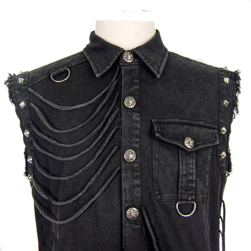 SiaLinda for Men: Weste / Hemd Arion, Ärmellos, Druckknöpfe, schwarz, Baumwolle - SiaLinda.com