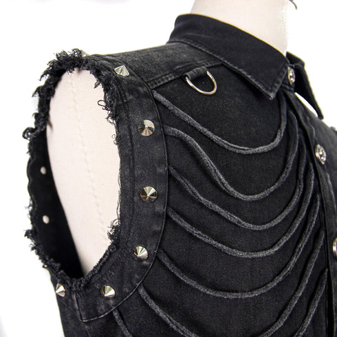 SiaLinda for Men: Weste / Hemd Arion, Ärmellos, Druckknöpfe, schwarz, Baumwolle - SiaLinda.com