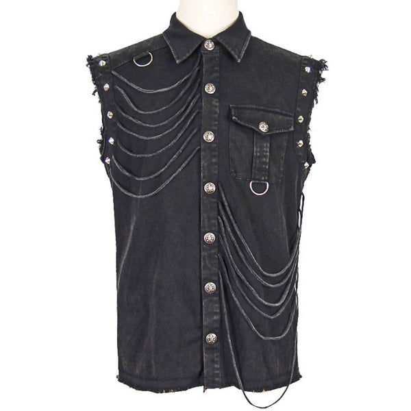 SiaLinda for Men: Weste / Hemd Arion, Ärmellos, Druckknöpfe, schwarz, Baumwolle - SiaLinda.com