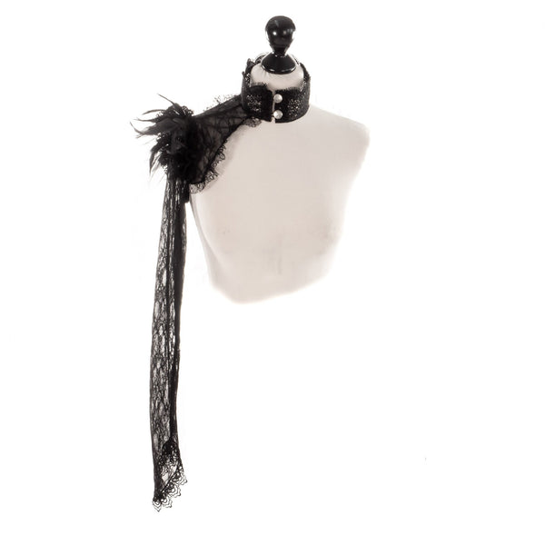 SiaLinda: Halb-Bolero Lexia, schwarz, mit Spitzen und Federn - SiaLinda.com