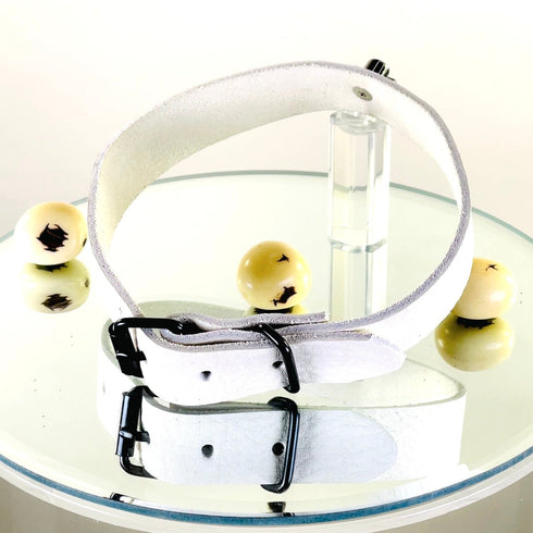 SiaLinda: Halsband Blanche Premium Nappa/Velours weiß, pur, mit Kristall oder mit O-Ring - SiaLinda.com