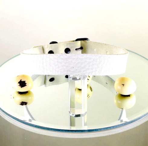 SiaLinda: Halsband Blanche Premium Nappa/Velours weiß, pur, mit Kristall oder mit O-Ring - SiaLinda.com