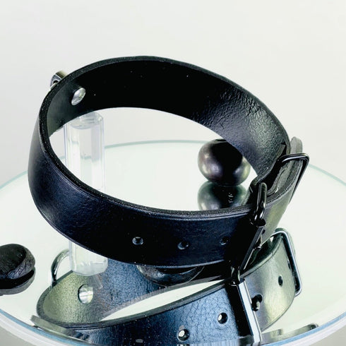 SiaLinda: Halsband Buddy schwarz 30mm Rindersoftleder, 2 Längen, pur oder mit O-Ring - SiaLinda.com