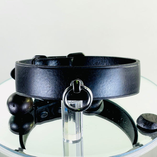 SiaLinda: Halsband Buddy schwarz 30mm Rindersoftleder, 2 Längen, pur oder mit O-Ring - SiaLinda.com