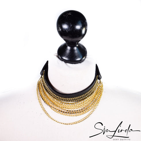 SiaLinda: Halsband Daisy Kettchen & Kristall silber oder gold, Elchleder aus Finnland, schwarz - SiaLinda.com