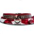 SiaLinda: Halsband echtes Elch Leder mit Strass rot schwarz, gr. O-Ring, 20mm breit - SiaLinda.com