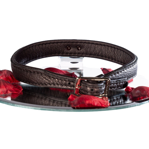 SiaLinda: Halsband echtes Elch Leder mit Strass schwarz 20mm breit - SiaLinda.com