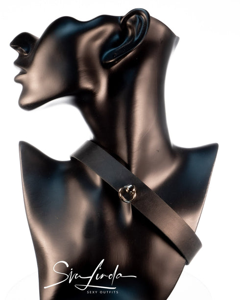 SiaLinda: Halsband echtes Leder schwarz mit kleinem O-Ring 12mm, Geschenkverpackung - SiaLinda.com