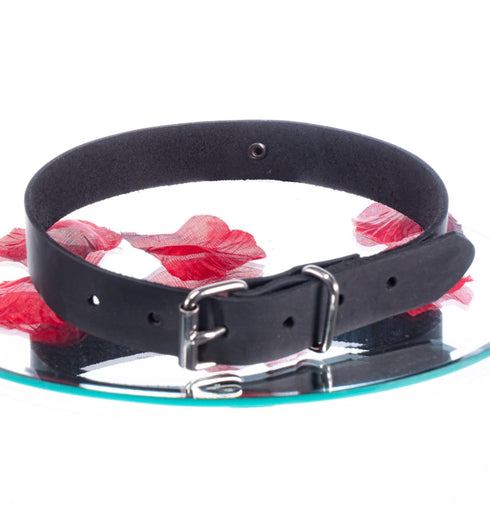 SiaLinda: Halsband echtes Leder schwarz mit Königslilie, Geschenkverpackung - SiaLinda.com