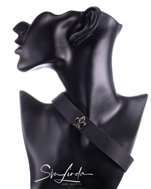 SiaLinda: Halsband echtes Leder schwarz mit Königslilie, Geschenkverpackung - SiaLinda.com