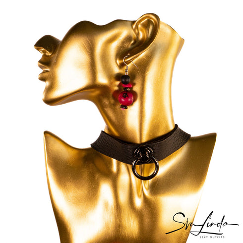 SiaLinda: Halsband Elchleder aus Finnland, schwarz, pur oder mit O-Ring nach Wahl - SiaLinda.com