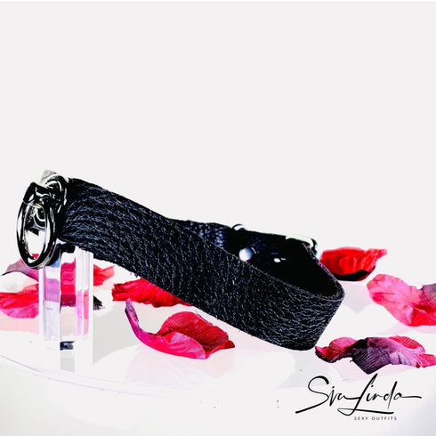 SiaLinda: Halsband Elchleder aus Finnland, schwarz, pur oder mit O-Ring nach Wahl - SiaLinda.com