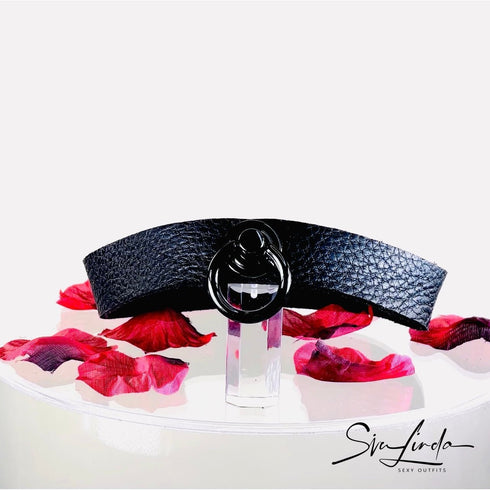 SiaLinda: Halsband Elchleder aus Finnland, schwarz, pur oder mit O-Ring nach Wahl - SiaLinda.com