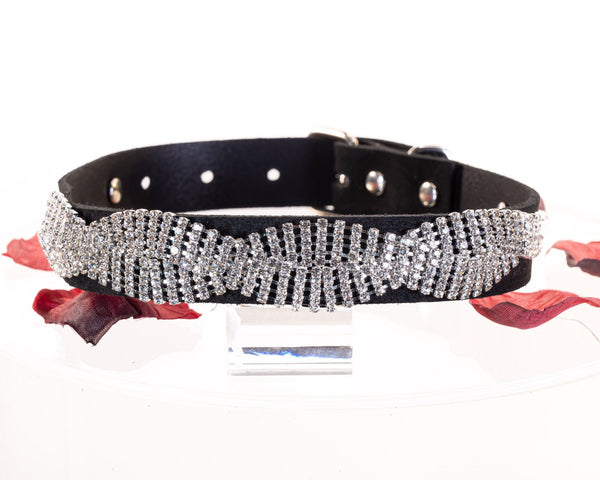 SiaLinda: Halsband Jolie Kristall Band silber, echt Rinds-Velourleder - SiaLinda.com