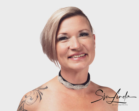 SiaLinda: Halsband Jolie Kristall Band silber, echt Rinds-Velourleder - SiaLinda.com