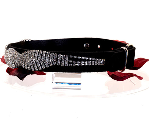 SiaLinda: Halsband Jolie Kristall Band silber, echt Rinds-Velourleder - SiaLinda.com