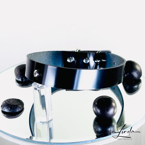 SiaLinda: Halsband Lacky Lackleder 2.0 schwarz, pur, mit Kristall oder mit O-Ring - SiaLinda.com
