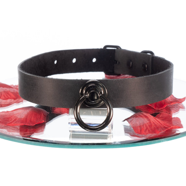 SiaLinda: Halsband Leder mit großem O-Ring 20mm, Serie Nummer 12 Black, Geschenkverpackung - SiaLinda.com