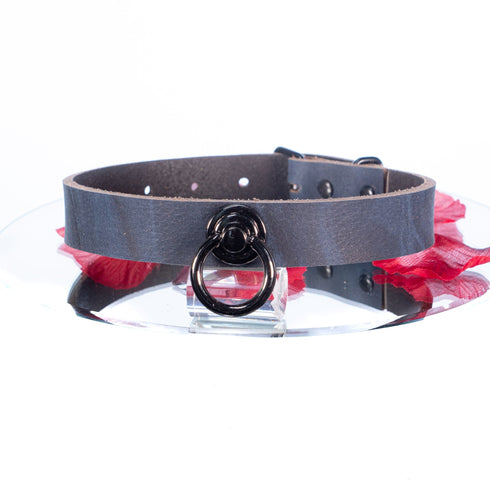 SiaLinda: Halsband Nova Büffelleder blau schwarz, pur, mit Kristall oder mit O-Ring - SiaLinda.com