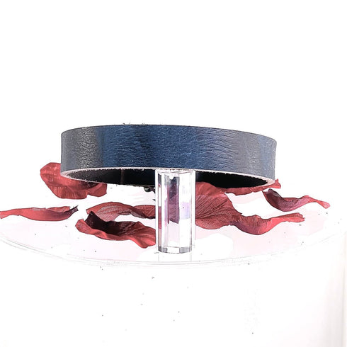 SiaLinda: Halsband Nova Büffelleder blau schwarz, pur, mit Kristall oder mit O-Ring - SiaLinda.com