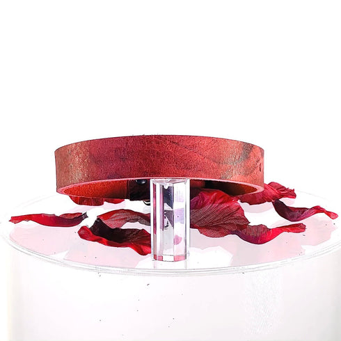 SiaLinda: Halsband Nova Büffelleder rot schwarz, pur, mit Kristall oder mit O-Ring - SiaLinda.com