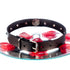SiaLinda: Halsband Nr. 13 petrol blau - grün 8 Straß Kristalle und großem O-Ring 20mm, echt Leder schwarz - SiaLinda.com
