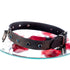 SiaLinda: Halsband Nr. 13 petrol blau - grün 8 Straß Kristalle und großem O-Ring 20mm, echt Leder schwarz - SiaLinda.com