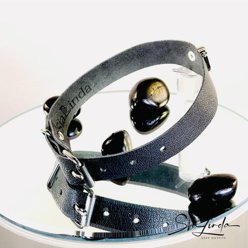 SiaLinda: Halsband Ziegennappa dunkelgrau, feinstes italienisches Leder, pur, mit Kristall oder mit O-Ring - SiaLinda.com