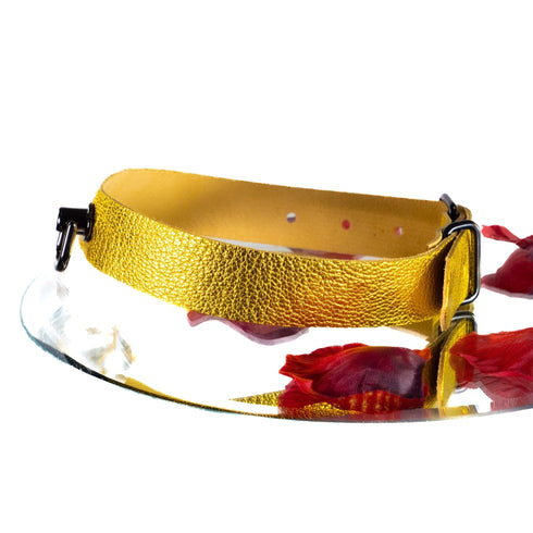 SiaLinda: Halsband Ziegennappa gold, feinstes italienisches Leder, pur, mit Kristall oder mit O-Ring - SiaLinda.com