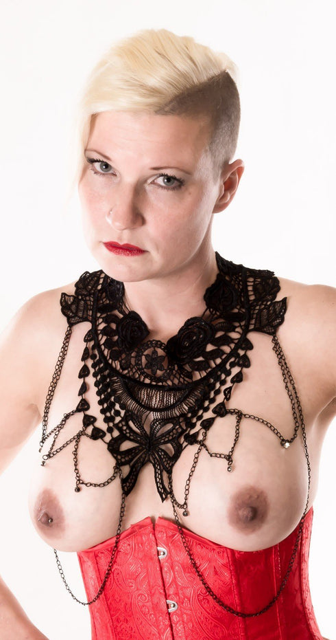 SiaLinda: Halsschmuck Florence, Collier aus breiter schwarzer Spitze, Ketten, Strass - SiaLinda.com