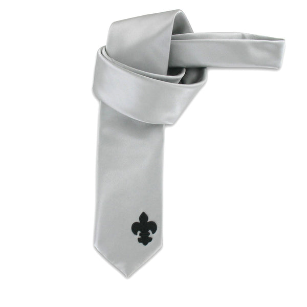 SiaLinda: Krawatte Argenta, weiss, silber, Satin, mit Lilien Applikation - SiaLinda.com