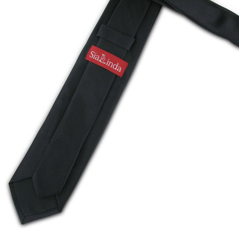 SiaLinda: Krawatte Jeanne, schwarz, Satin, mit Lilien Applikation - SiaLinda.com