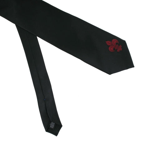 SiaLinda: Krawatte Jeanne, schwarz, Satin, mit Lilien Applikation - SiaLinda.com