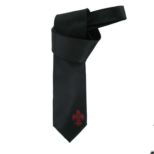 SiaLinda: Krawatte Jeanne, schwarz, Satin, mit Lilien Applikation - SiaLinda.com