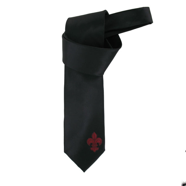 SiaLinda: Krawatte Jeanne, schwarz, Satin, mit Lilien Applikation - SiaLinda.com