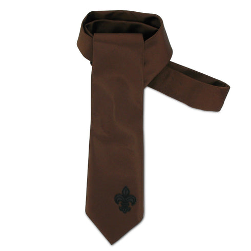 SiaLinda: Krawatte Kypria, braun, Satin, mit Lilien Applikation - SiaLinda.com