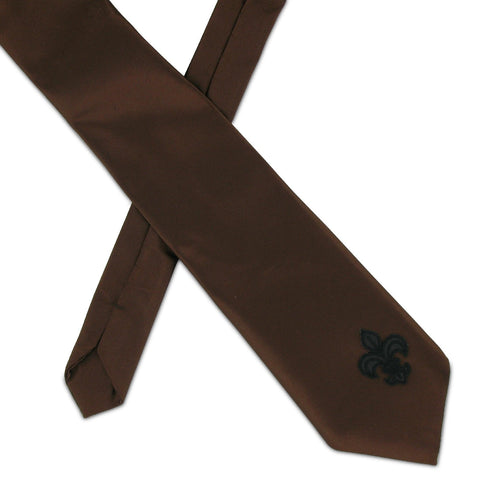 SiaLinda: Krawatte Kypria, braun, Satin, mit Lilien Applikation - SiaLinda.com