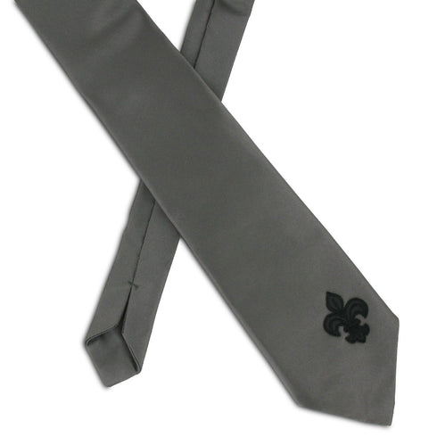 SiaLinda: Krawatte Perla, perl grau, Satin, mit Lilien Applikation - SiaLinda.com