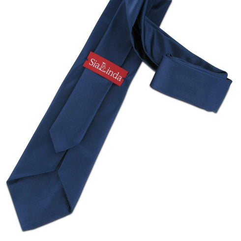 SiaLinda: Krawatte Saphira II, schwarz-blau, Satin, mit Lilien Applikation - SiaLinda.com