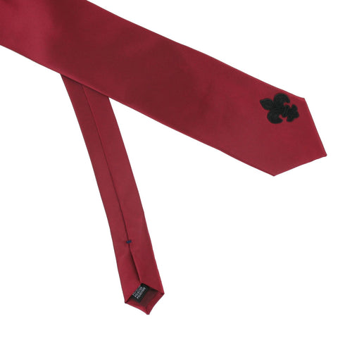 SiaLinda: Krawatte Scarlett, weinrot, Satin, mit Lilien Applikation - SiaLinda.com