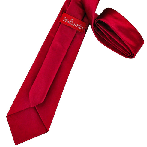 SiaLinda: Krawatte Sina II, rot, Satin, mit Lilien Applikation - SiaLinda.com