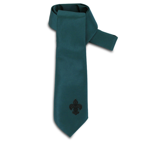 SiaLinda: Krawatte Vanessa, petrol türkis grün, Satin, mit Lilien Applikation - SiaLinda.com