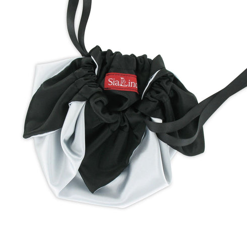 SiaLinda: Pompadour Tasche Argenta weiss-silber / schwarz, Satin - SiaLinda.com