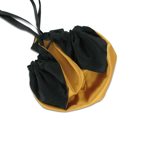 SiaLinda: Pompadour Tasche Aurelia gold / schwarz, Satin - SiaLinda.com